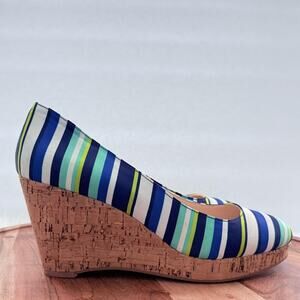 Nine West Shoes Womens Size 8.5 Wedge Heels Cork‎ Platform Summer Dress Casual